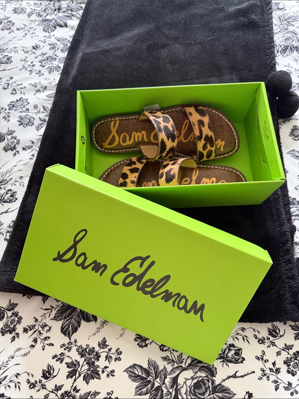 Sam Edelman Leopard-Print Double Strap Slides - Brown